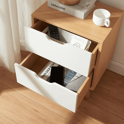 Mesa de cabeceira Bordkak 2 gavetas 50x40x30 cm CarvalhoBranco en.casa