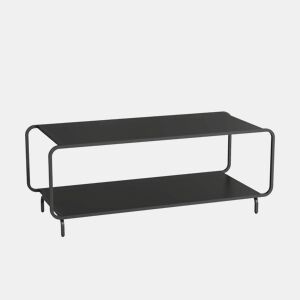 Mesa de centro Færder com 1 prateleira 115x50x45 cm aço preto en.casa