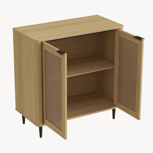 Aparador Lukhomso 2 portas 83x80x40 cm MDF Aspeto Carvalho Rattan en.casa