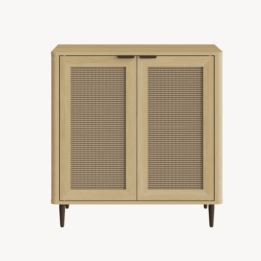 Aparador Lukhomso 2 portas 83x80x40 cm MDF Aspeto Carvalho Rattan en.casa