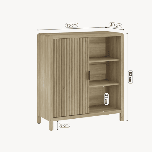 Cómoda Lukkodso 82x75x30 cm com porta Carvalho médio claro en.casa