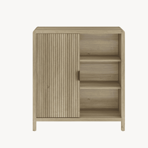 Cómoda Lukkodso 82x75x30 cm com porta Carvalho médio claro en.casa