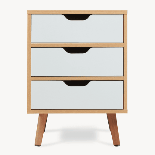 Mesa de cabeceira Bordkak 3 gavetas 55x40x30 cm CarvalhoBranco en.casa