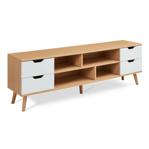 Móvel para TV Bordkak 4 gavetas 140x30x45 cm Carvalhobranco en.casa