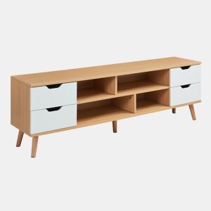 Móvel para TV Bordkak 4 gavetas 140x30x45 cm Carvalhobranco en.casa