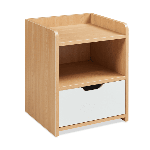 Mesa de cabeceira Bordkak 1 gaveta 1 compartimento 45x36x34cm Carvalhobranco en.casa