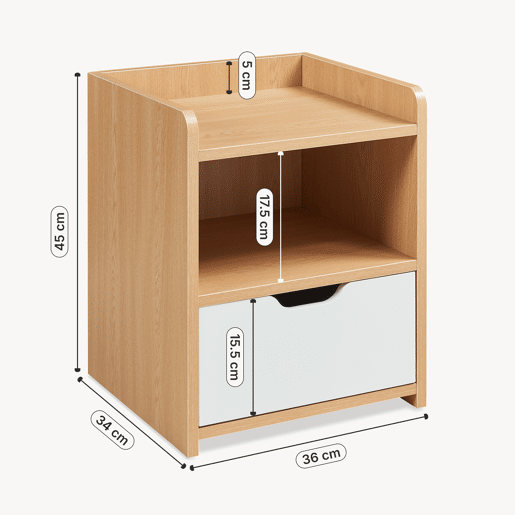 Mesa de cabeceira Bordkak 1 gaveta 1 compartimento 45x36x34cm Carvalhobranco en.casa