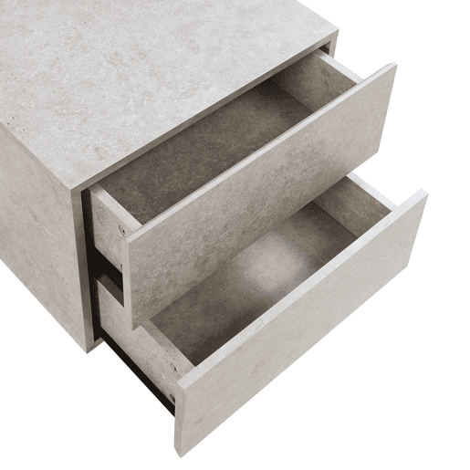Armário de cabeceira suspenso Ampfing com 2 gavetas 40x29x30cm - Aspeto betão claro en.casa
