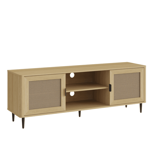 Móvel para televisão Lukhomso 2 portas 152x40x54 cm aspeto carvalho  rattan en.casa