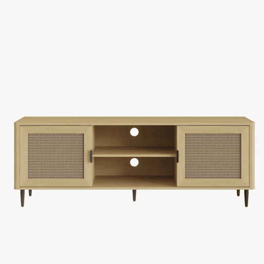 Móvel para televisão Lukhomso 2 portas 152x40x54 cm aspeto carvalho  rattan en.casa