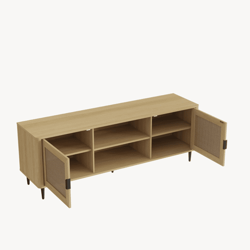 Móvel para televisão Lukhomso 2 portas 152x40x54 cm aspeto carvalho  rattan en.casa