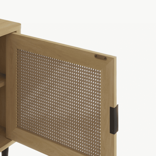 Móvel para televisão Lukhomso 2 portas 152x40x54 cm aspeto carvalho  rattan en.casa