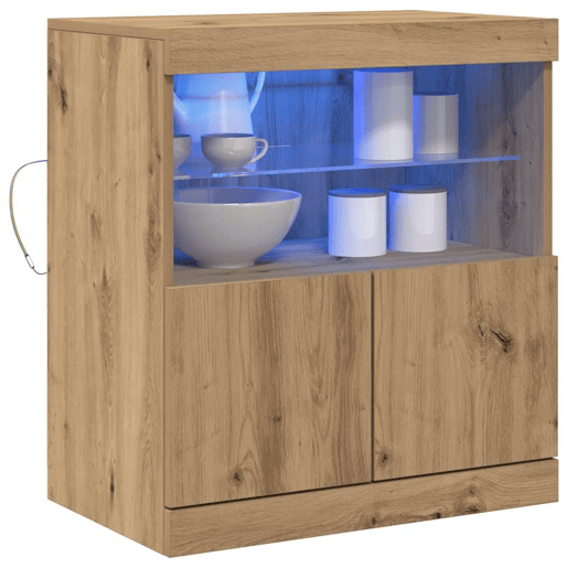 Aparador - Bufete - Móvei de apoio LED Castanho 60,5 x 37 x 67 cm Madeira processada pt4176