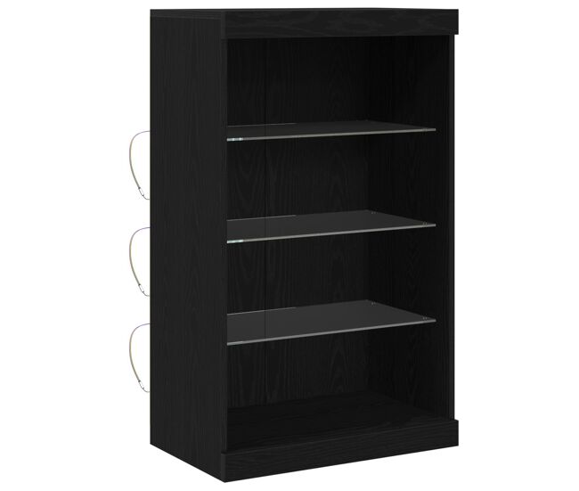 Aparador - mueble de almacenamiento led roble negro 60,5 x 37 x 100 cm es4205
