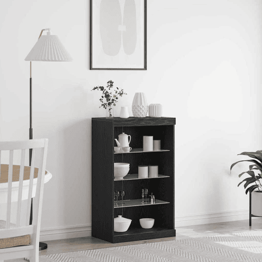 Aparador - Bufete - Móvei de apoio LED Carvalho Preto 60,5 x 37 x 100 cm pt4205
