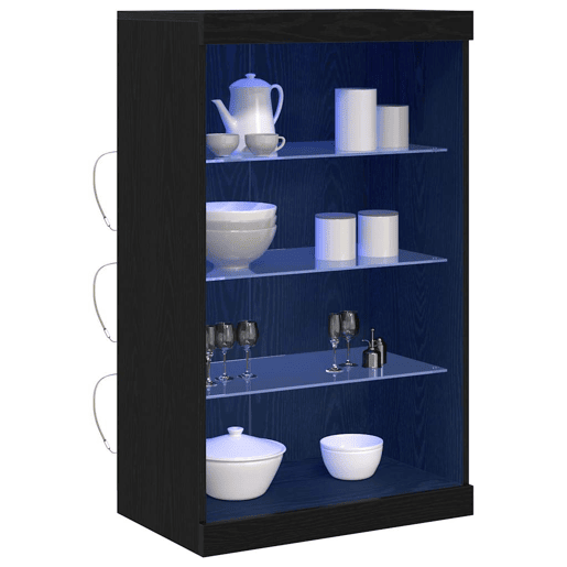 Aparador - Bufete - Móvei de apoio LED Carvalho Preto 60,5 x 37 x 100 cm pt4205