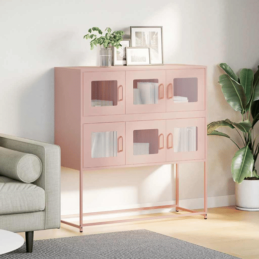 Aparador - Bufete - Móvei de apoio 100,5x39x107 cm aço laminado a frio rosa pt2305
