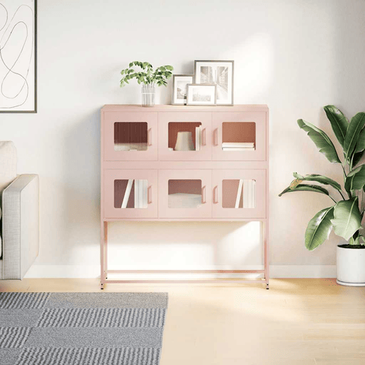 Aparador - Bufete - Móvei de apoio 100,5x39x107 cm aço laminado a frio rosa pt2305