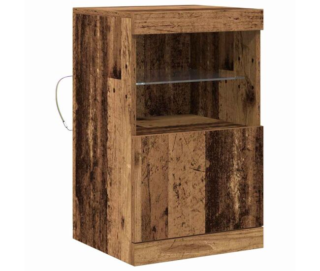 Aparador - mueble de almacenamiento led madera vieja 41 x 37 x 67 cm madera de ingeniería es4162