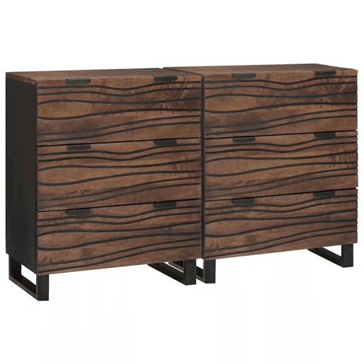 Conjunto de Bufete - Móvei de apoios com gaveta 2 pcs Nogueira 60 x 33,5 x 75 cm pt5351