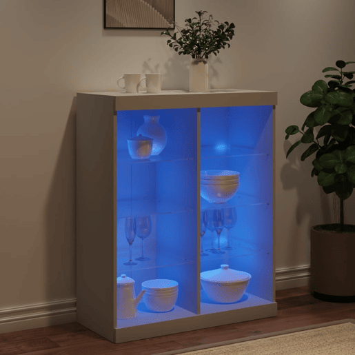 Aparador - Bufete - Móvei de apoio com luzes LED 81x37x100 cm branco pt1937