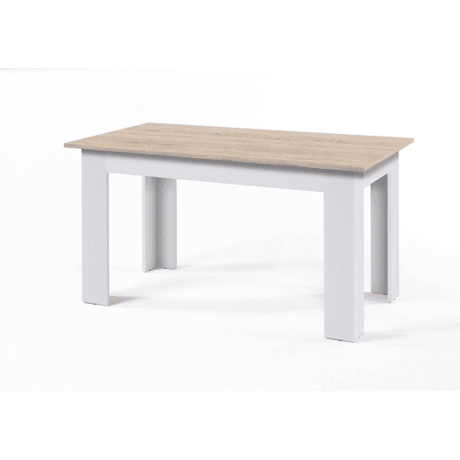 Mesa de Jantar ou Cozinha Mira 138cm, Branco e Carvalho
