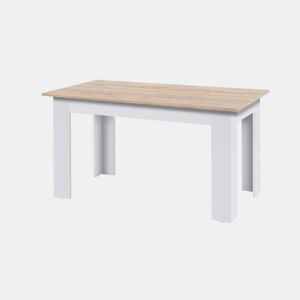 Mesa de Jantar ou Cozinha Mira 138cm, Branco e Carvalho