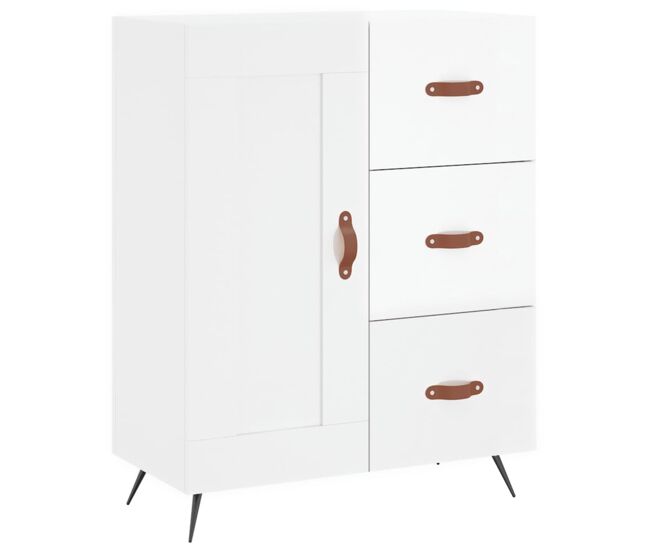 Aparador - mueble de almacenamiento de madera contrachapada blanco brillante 69,5x34x90 cm es2603