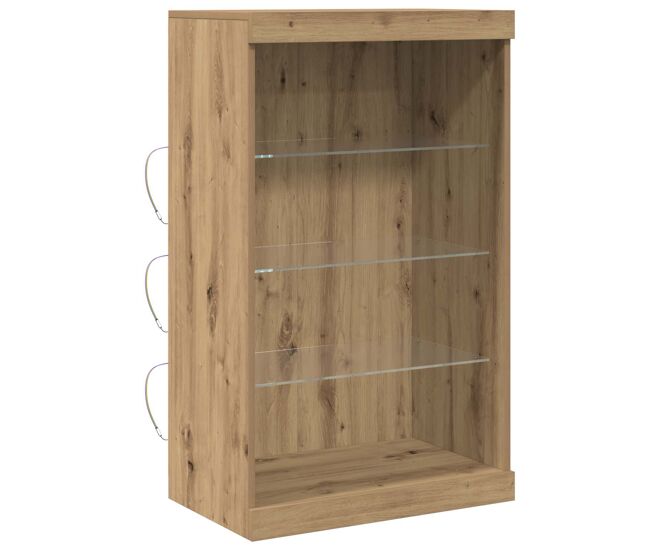 Aparador - mueble de almacenamiento led roble artesanal 60,5 x 37 x 100 cm es4194