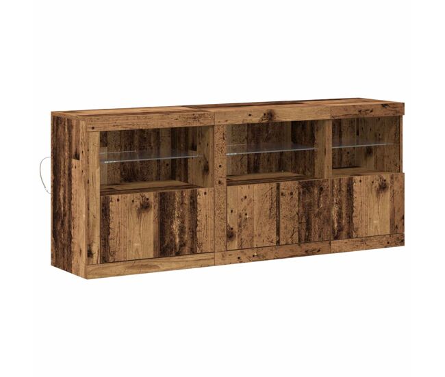 Aparador - mueble de almacenamiento led madera vieja 162 x 37 x 67 cm madera de ingeniería es4151