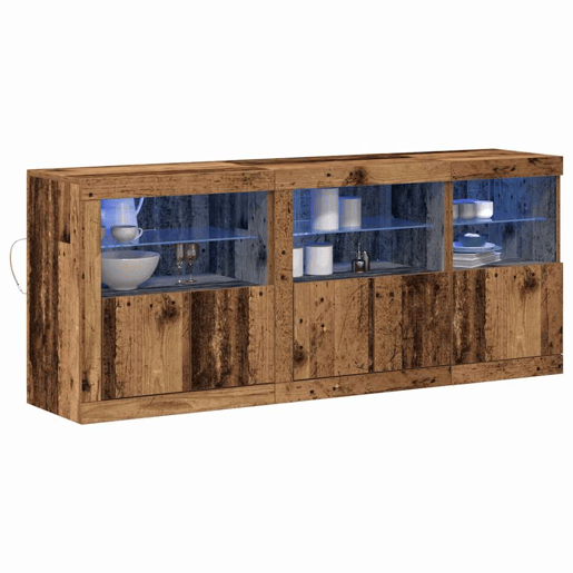 Aparador - Bufete - Móvei de apoio LED Madeira antiga 162 x 37 x 67 cm Madeira processada pt4151