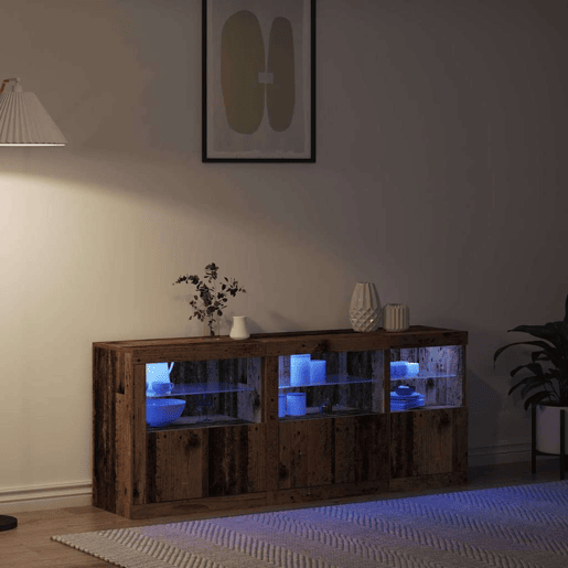 Aparador - Bufete - Móvei de apoio LED Madeira antiga 162 x 37 x 67 cm Madeira processada pt4151