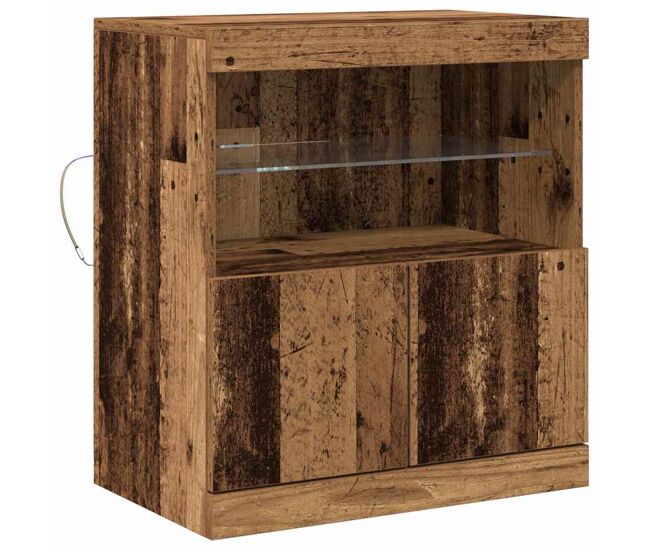 Aparador - mueble de almacenamiento led marrón 60,5 x 37 x 67 cm madera de ingeniería es4175