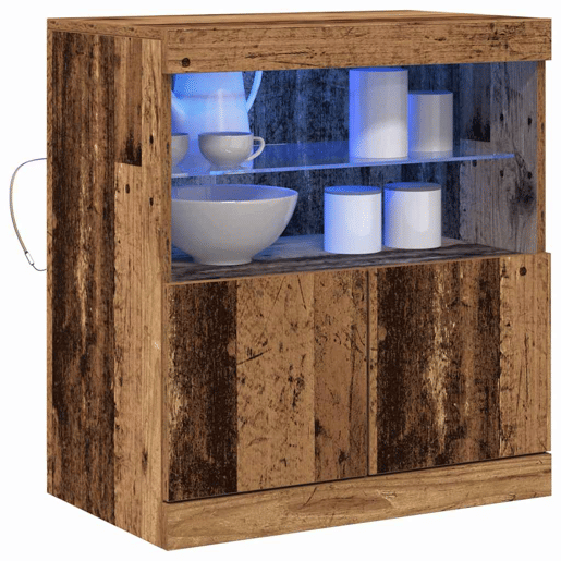 Aparador - Bufete - Móvei de apoio LED Castanho 60,5 x 37 x 67 cm Madeira processada pt4175