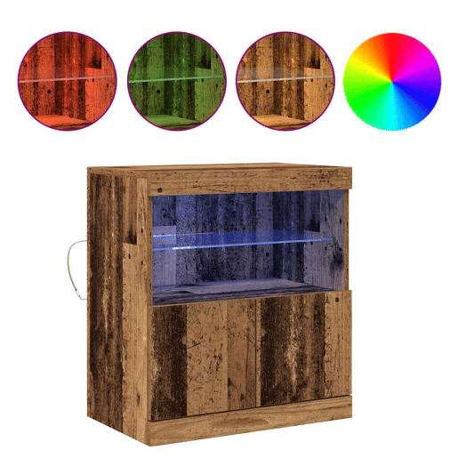Aparador - Bufete - Móvei de apoio LED Castanho 60,5 x 37 x 67 cm Madeira processada pt4175