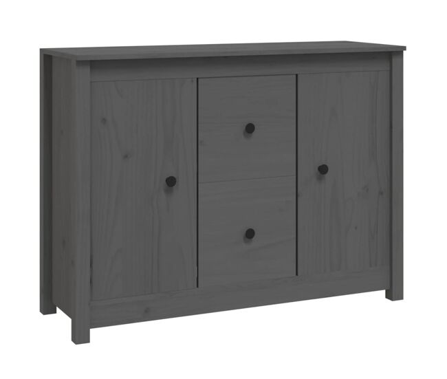 Aparador - mueble de almacenamiento de madera maciza de pino gris 100x35x74 cm es3960
