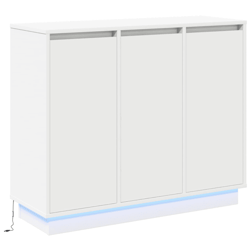 Aparador - Bufete - Móvei de apoio LED Branco 90 x 32 x 75 cm Madeira processada pt4130 Aparador - Bufete - Móvei de apoio LED Branco 90 x 32 x 75 cm Madeira processada pt4130