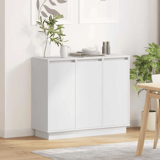 Aparador - Bufete - Móvei de apoio LED Branco 90 x 32 x 75 cm Madeira processada pt4130 Aparador - Bufete - Móvei de apoio LED Branco 90 x 32 x 75 cm Madeira processada pt4130