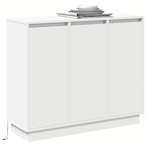 Aparador - Bufete - Móvei de apoio LED Branco 90 x 32 x 75 cm Madeira processada pt4130 Aparador - Bufete - Móvei de apoio LED Branco 90 x 32 x 75 cm Madeira processada pt4130