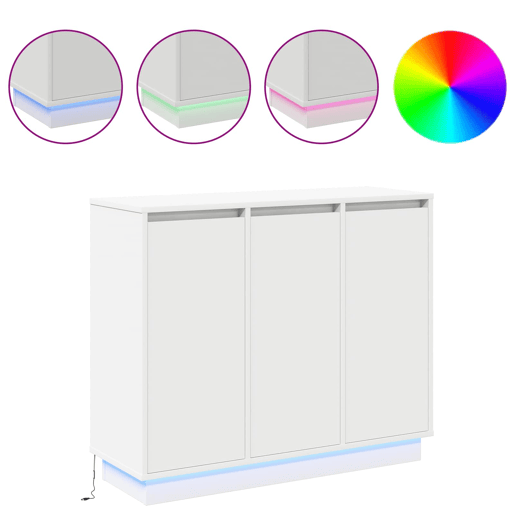 Aparador - Bufete - Móvei de apoio LED Branco 90 x 32 x 75 cm Madeira processada pt4130 Aparador - Bufete - Móvei de apoio LED Branco 90 x 32 x 75 cm Madeira processada pt4130