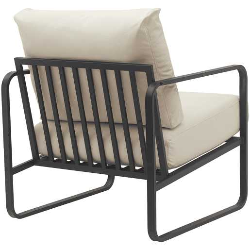 Poltrona de design retrô chique em PVC creme e estrutura de metal preto fosco 10_0002813