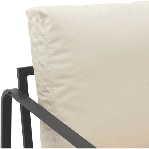 Poltrona de design retrô chique em PVC creme e estrutura de metal preto fosco 10_0002813