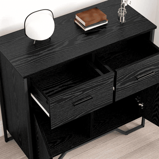 Bufete - Móvei de apoio com gaveta Carvalho Preto 79,5 x 35,5 x 74,5 cm pt1798