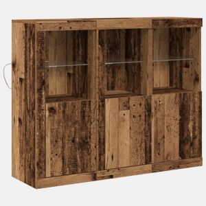 Aparador - Bufete - Móvei de apoio LED 3 pcs Madeira antiga 123 x 37 x 100 cm pt4127