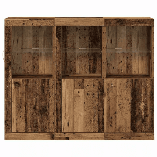 Aparador - Bufete - Móvei de apoio LED 3 pcs Madeira antiga 123 x 37 x 100 cm pt4127