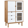 Armário alto - Bufete - Móvei de apoio 85x43x125 cm pinho maciço castanhobranco pt4838