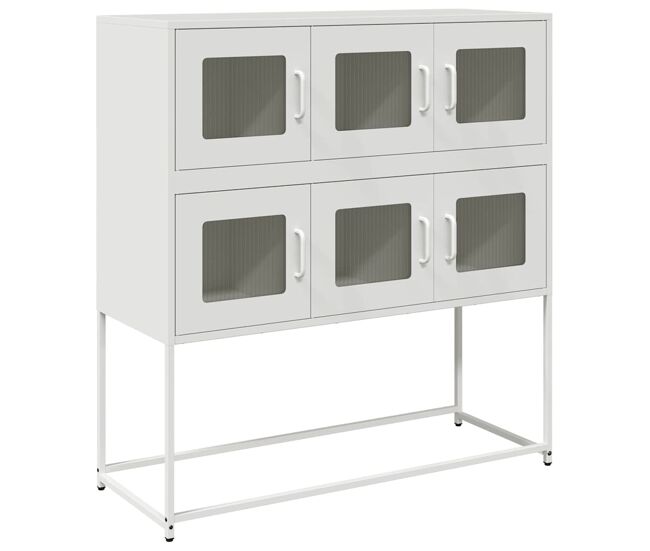 Aparador - mueble de almacenamiento de acero laminado en frío blanco 100,5x39x107 cm es2273