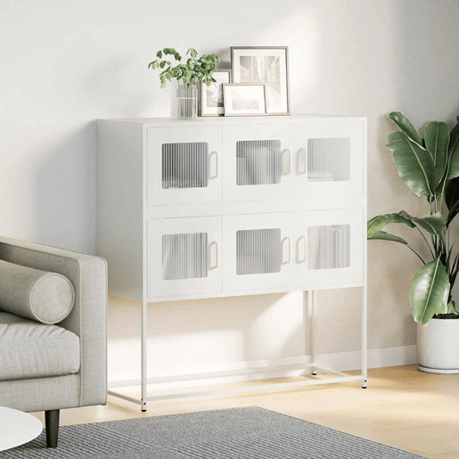 Aparador - Bufete - Móvei de apoio 100,5x39x107 cm aço laminado a frio branco pt2273