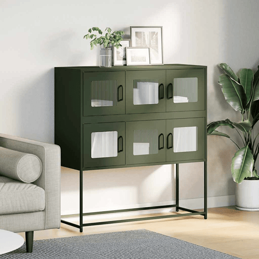 Aparador - Bufete - Móvei de apoio 100,5x39x107 cm aço laminado a frio verde-azeitona pt2319