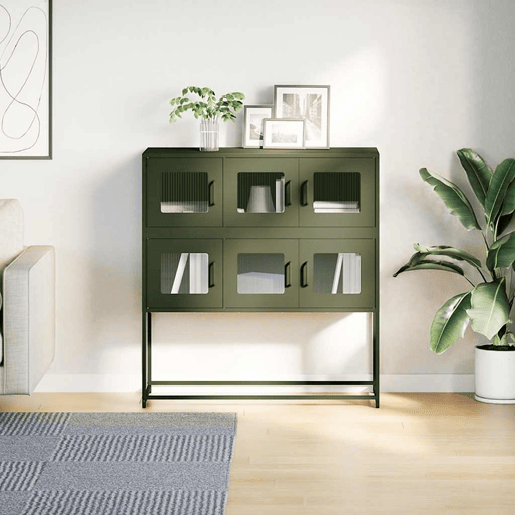 Aparador - Bufete - Móvei de apoio 100,5x39x107 cm aço laminado a frio verde-azeitona pt2319